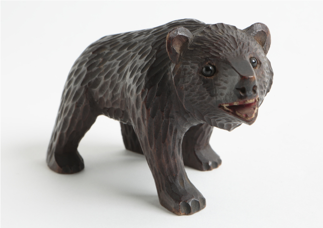 First-generation bear woodcarvings, modeled after Swiss folk crafts