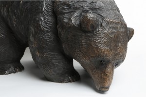 Hand Carved Japanese Bear With mouth open Carved Wooden Bear 27cm long